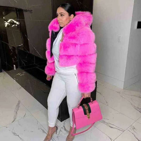 Mujeres Fluffy Furry Fur Coat Damas de alta calidad chaquetas gruesas gruesas Capas falsas de manga larga caliente