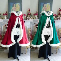 Mujeres Fluffy Trim Velvet Capa con capucha Santa Claus Cape Outwear Halloween Navidad Disfraces Cosplay 231228