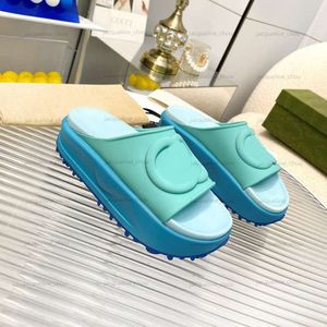 Vrouwen schuim sandaalglaasjes slippers ontwerper luxe macaron platform sandales strand dia's schoenen met doos blauw roze wit zwart