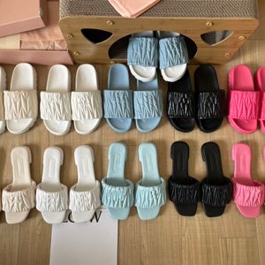 Vrouwen vouwen lederen slippers ontwerper sandaal sandaal platte hakken snoepkleur glijbanen dames rubber slipper