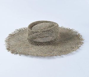 File Fray tissé d'herbe marine du chapeau de canot décontracté Soleil de plage CAP CAP VIEUX ÉTÉ CHAPE SUMBRE UNISE