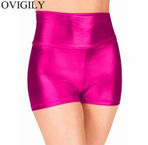 Dames Fuchsia Metallic Dansshorts Glanzend Workout Voor Meisjes Gymnastiek Rode Hoge Taille Skinny Onderbroek Women039s4869094