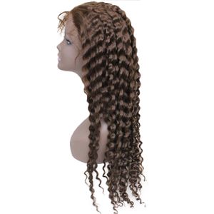 Vrouwen vol voor Braziliaans Deepwave Human Hair #1 #1B #2 #4 130% vooraf geplukte gluess Long Lace Pruiken 10 