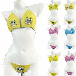 Femmes Fun Print 2 pièces Bikini Set mignon Fi Push Up détachable poitrine Pad Bikinis maillot de bain femmes maillots de bain maillots de bain 2022 R1em #