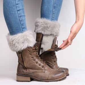 Femmes fourrure cheville jambières mode automne hiver bas bottes chaussettes pour femmes noir blanc volonté et sable