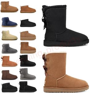 Dames Bont Designer Laarzen Dameslaarsjes Instapper Pluizige Sneeuwwinterlaars Korte Klassieke Ultra Mini Platform Fuzzy Chestnut Black Burnt Cedar Harige Australische laarzen