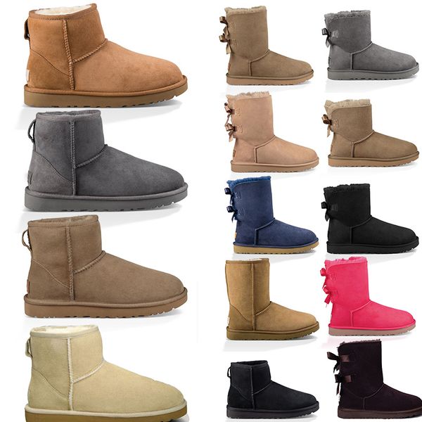 Femmes fourrure moelleux Tasman bottes bottines coton noeud papillon pantoufle pour dames chaussures fourrure de châtaignier confortable en peau de mouton tazz mini botte cheville neige chaussons cuir chaud