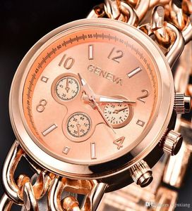Vrouwen Geneva Gold Watch Fashion Cowboy Chain Quartz Clothing Horloges Ladies Dress Clock Retro Punk Luminous polshorlogewatch4162319