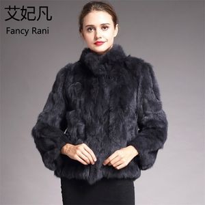 Vrouwen echte konijnenbont lagen Solid vrouwelijke stand kraag Rex Rabbit Fur Coat Winter Fashion Real Fur Overcoat Jackets 13 Colors 201103