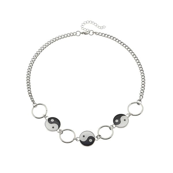 Collier ras du cou géométrique pour femmes et hommes, chaîne chinoise Tai Chi Yin Yang, bijoux à la mode, cadeaux