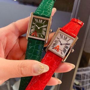 Montre-bracelet rectangulaire géométrique pour femmes, en acier inoxydable, cristal, Quartz, chiffres romains, horloge, bracelet en cuir véritable, 27mm