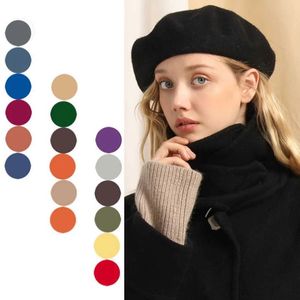 Femmes fille bérets chapeaux chaud laine hiver bonnet chapeau rétro Vintage plaine béret couleur unie élégant hiver casquettes RRB15879