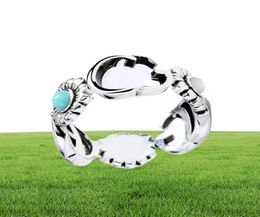 Femmes Girl Daisy Turquoise Ring Flower Letter Anchons Gift For Love Girlfriend Jielts Fashion Accessoires Taille 59329S8812844