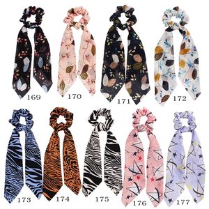 Vrouwen meisje elastische haarbanden scrunchie streamer accessoires scrunchies vintage zebra chiffon tulband paardenstaart houder haar banden 20pcs f418b