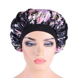 Vrouwen meisje satijn bloem print ronde motorkap nacht slaap hoed haarverzorging hoofd wrap chemotherapie cap fashion accessoires