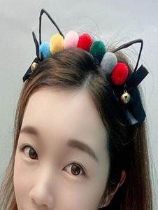 Dames meisjes schattige kattenoren boog hoofdband gekleurde pompom ballbells haar hoepel verjaardag festival feest cosplay headpiece1057673
