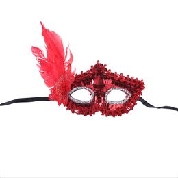 Dames meisjes veer maskerade oogmasker pailletten prom masker Halloween Party Cosplay kostuum bruiloft decoratie rekwisieten halfgezicht ogen maskers HY0418