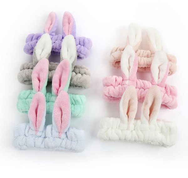 Mujeres Girls Flannel Rabbit Ears Headbands Lave Face Mapeup Gunny Ears Princess Hair Band Boutique Hair Accessories 7 Colors Bandan5442509