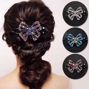Femmes filles corée style cristal strass pince à cheveux mode nœud papillon pince épingle à cheveux accessoires de cheveux