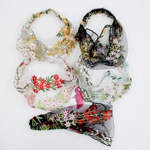 Vrouwen Meisjes Mesh Kant Hoofdbanden Mode Bloem Borduurwerk Elastische Headscarf Uitje Strand Haarbanden Super Fairy Haaraccessoires M3044