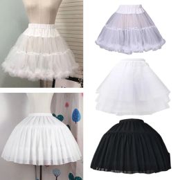 Damesmeisjes hebben een korte petticoat met/geen hoepel vaste kleur donzige bubbel tutu rok gezwollen halve slip prom crinoline onderstreept