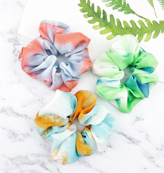 Femmes Girls Scrunchies Circle Gradient Color Bands Hairs High Elestic Rubber Tiedyed Hair Clope Hair Hair Solder Scrunchy Hair Accessorie6874216