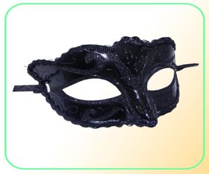 Mujeres Niñas Sexy Borde de encaje negro Mascarada veneciana Máscara de Hallowmas máscaras de disfraces con máscara de brillo brillante fiesta de baile máscara 2745459
