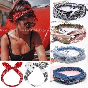 Vrouwen meisjes zomer bohemien haarbanden print hoofdbanden vintage cross turban bandage bandanas haarbanden haaraccessoires mode AA220323