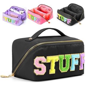 Vrouwen Meisjes Reizen Spullen Letters Patch Zakken Huidverzorging Gezicht Haar Spullen Make-up Nylon Cosmetische Tas Kinderen Etui