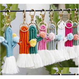 Vrouwen Meisjes Weven Cactus Kwastje Sleutelhangers Tas Sleutelhangers Sleutelhanger Houder Portemonnee Portemonnee Hanger Decoraties Drop Levering Othtk