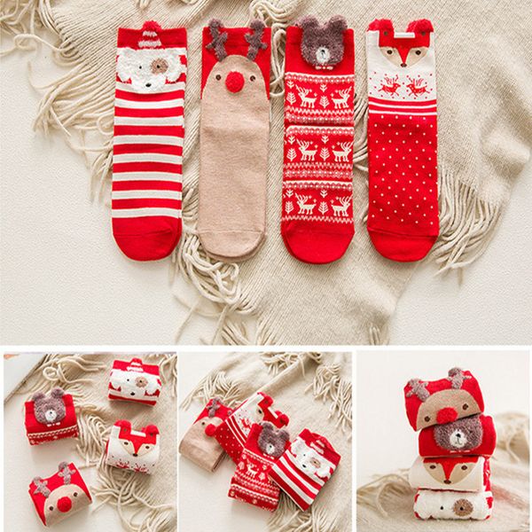 Calcetines de invierno para mujer y niña, medias de Navidad con diseño de conejo, alce, muñeco de nieve, oso, cálido, bonito