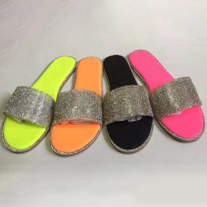 Dames glitter diamanten platte sandalen zomer schoenen strand slippers flip-flops antislip xrq881