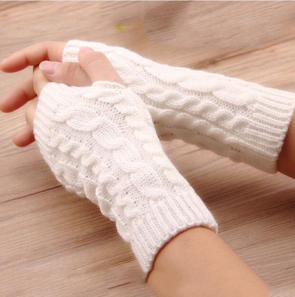 Gants élégants pour femmes, chauffe-mains, hiver, bras, Crochet, tricot, fausse laine, mitaines chaudes, sans doigts, Gants Femme GA574