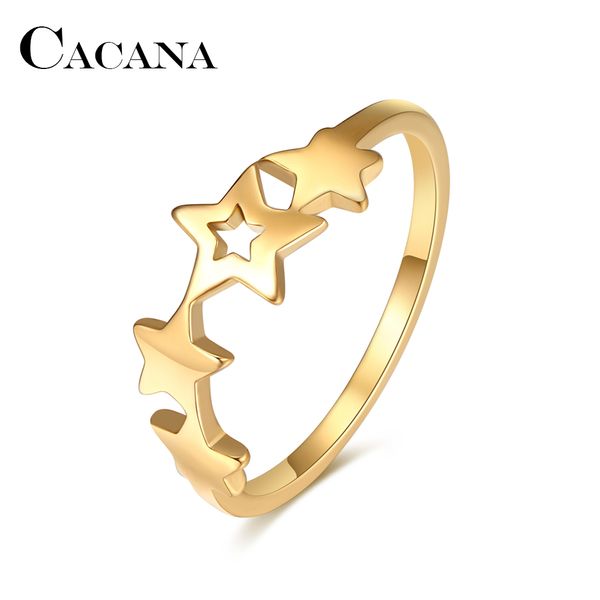Femmes or bande anneau pentagramme étoile connexion pour femme bohème fête de mariage cadeaux chaîne en acier inoxydable bijoux
