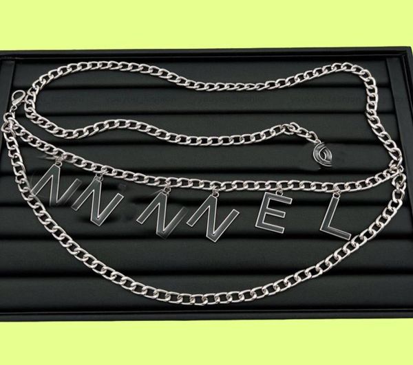 Mujeres Cadenas de oro Cinturas de letras Diseñadores de moda Cinturón Silver Link Luxury Chintura de la cintura Accesorios de aleación de metal para mujeres Cantalla Gird8116748