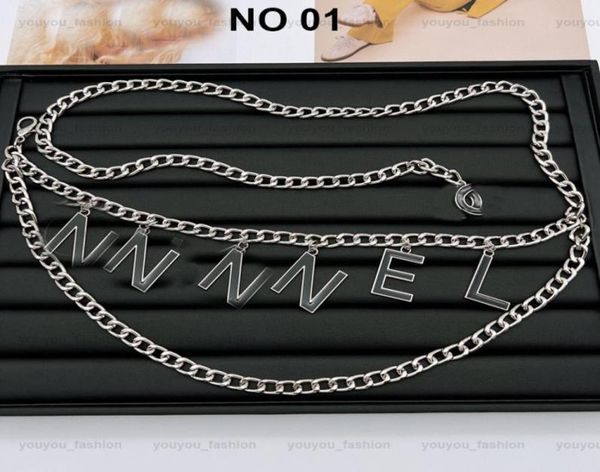 Mujeres Cadenas de oro Cinturones Carta Diseñadores de moda Cinturón Enlace de plata Cadena de cintura de lujo Accesorios de aleación de metal para mujer Pretina Gird1895003