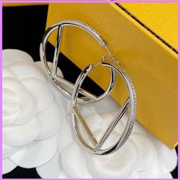 Frauen Gold Ohrstecker Designer Schmuck Mode Hoop Ohrring mit Diamanten F Buchstabe Silber Ohrstecker Damen für Party244m
