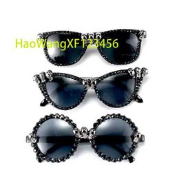 Mujeres góticas Black Cat Eye Gafas de sol cráneos Rhinestone Hermoso Cateye Damas Reducir Gafas Sol Vintage Eyewear