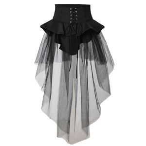 Femmes gothique Punk Corset jupe irrégulière Steampunk Cocktail sirène Tulle ceinture jupes