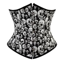 Vrouwen Gotische Schedels Corset Top Plus Size S-6XL Lace-Up Vintage Steampunk Onderborst Body Shaper Taille Trainer Shapewear Corset