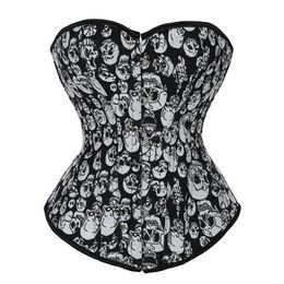 Dames Gothic Schedels Corset Top Plus Size S-6XL Lace-up Vintage Steampunk Bovenborst Body Shaper Taille Trainer Shapewear Corselet2870