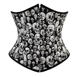 Dames Gothic Schedels Corset Top Plus Size S-6XL Lace-up Vintage Steampunk Underbust Body Shaper Taille Trainer Shapewear Corselet211c