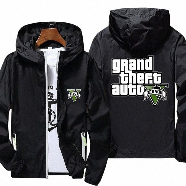 Femmes Grand Theft Auto 3D GTA 5 Logo Coupe-vent pour hommes Réfléchissant Crème solaire Skin Zipper Veste à capuche T-shirts Pilote surdimensionné E8yo #