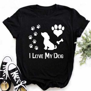 Femmes graphique chiens pattes T-shirt maman dessin animé T-shirts mignon été 90 s dame filles vêtements hauts T-shirts imprimer femme T-shirt