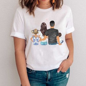 Femmes graphique doux temps heureux dessin animé maman maman mère famille vêtements montre de sport vêtements t-shirts imprimer femme T-Shirt T-Shirt X0628