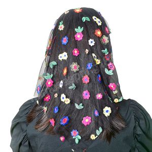 Vrouwen Haaraccessoires Kant Sjaal Borduren Vlinder Libel Bloem Hijab Haar Sjaal Met Hoofdband Mode Hoofdtooi