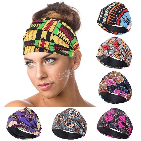 Femmes bandes de cheveux doublure en Satin bandeau imprimé africain sport course élastique fille large bandeaux large bandeau casque bandeau