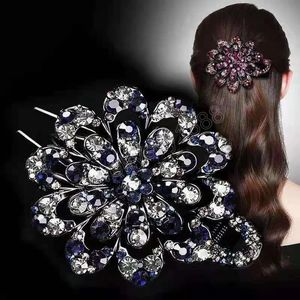 Vrouwen Haar Claw Clip Rhinestone Flower Barrettes Fashion Hair Accessoires Crystal Retro Hairspin Ponytail Headwar