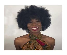 Femmes coiffure doux cheveux malaisiens afro afro-américain court crépus bouclés Simulation cheveux humains bouclés noir wig3951413
