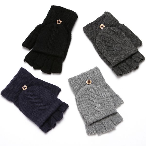 Femmes demi-doigt hiver chaud épaissir gants filles tricoté Flip sans doigts gants exposés mitaines en plein air